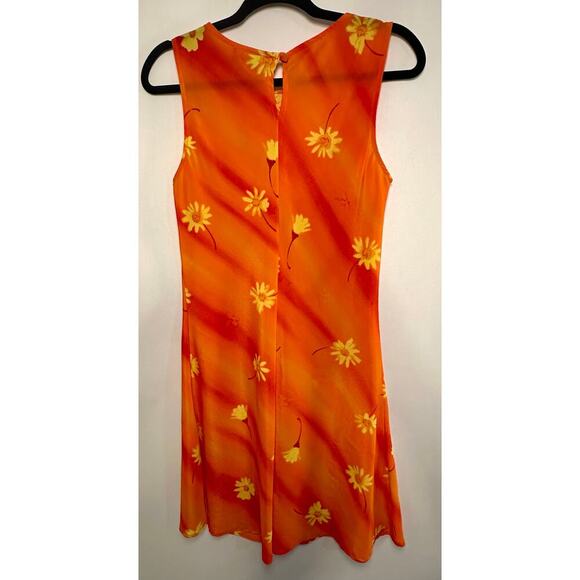 Vintage 90s My Michelle Orange Floral A-Line Dress Size 9/10 Coquette Retro Y2K - Picture 4 of 10
